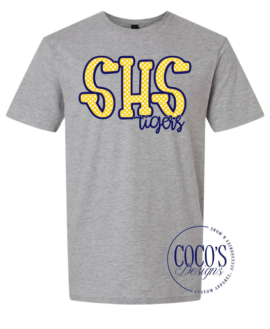 Polka Dot SHS Tigers Heather Gray Tee