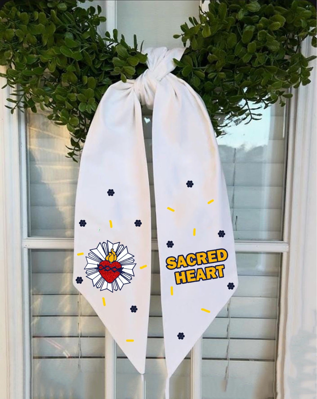 Beaded Wreath Sash - White [6 week turnaround time]