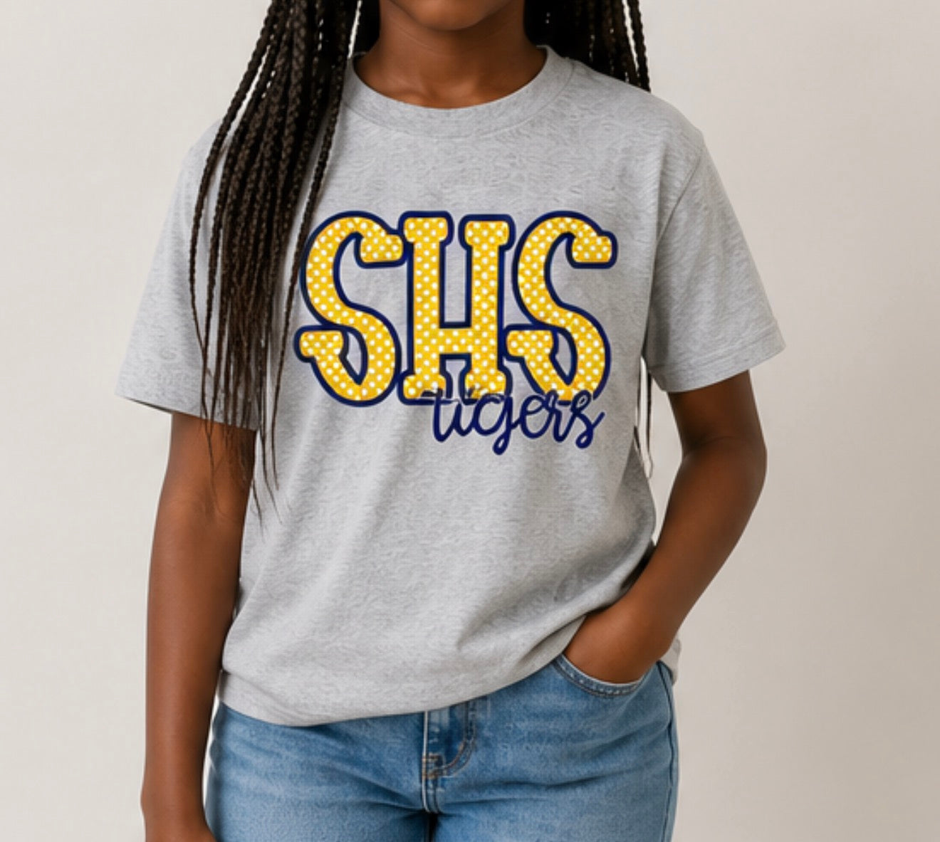 Polka Dot SHS Tigers Heather Gray Tee