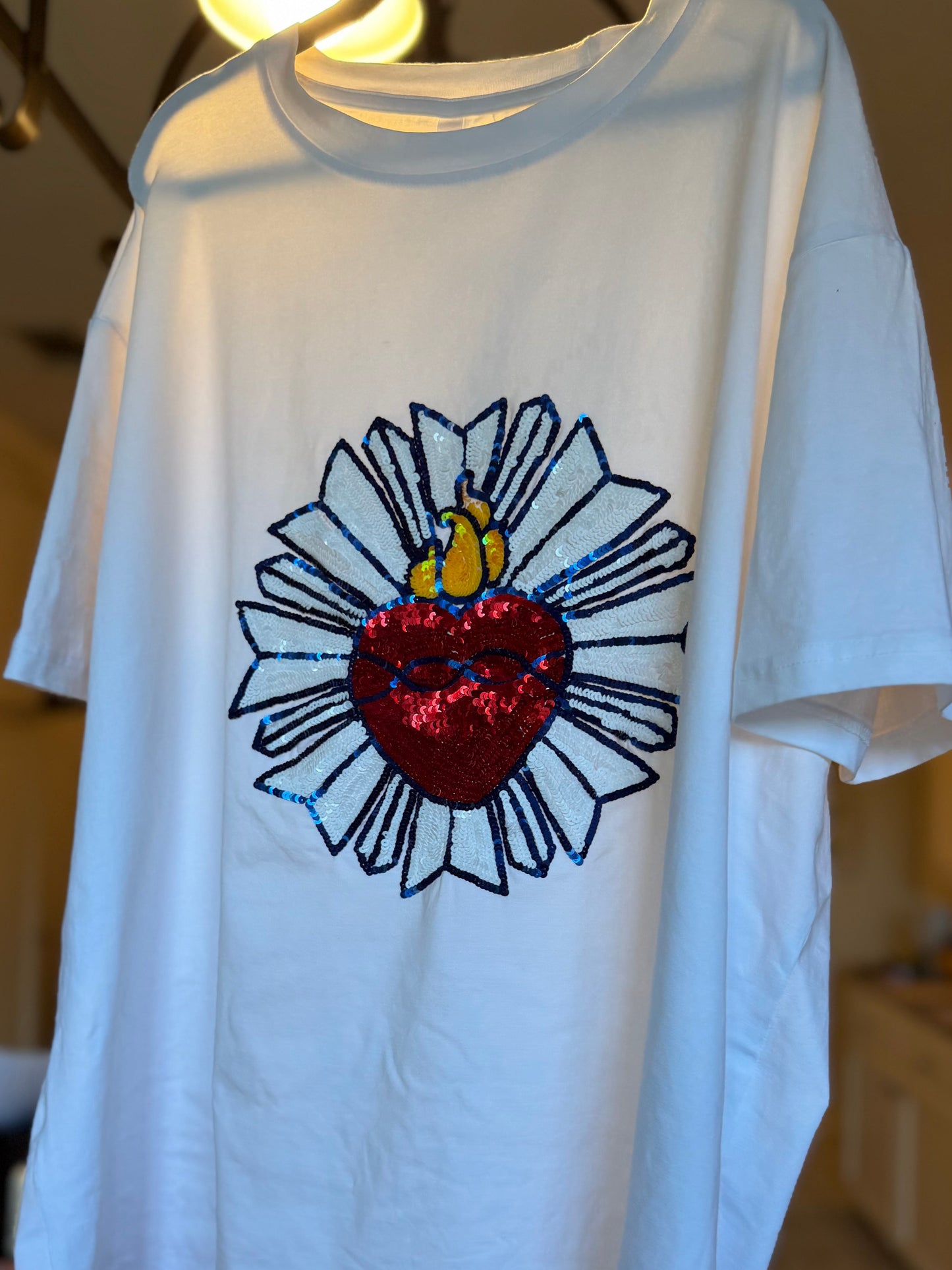 Sequin Sacred Heart Radiant - White [6 week turnaround time]