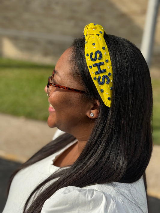 Beaded Headband - Yellow [6 week turnaround time]