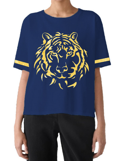 Sequin Tigers Shirt - Navy [6 week turnaround time]