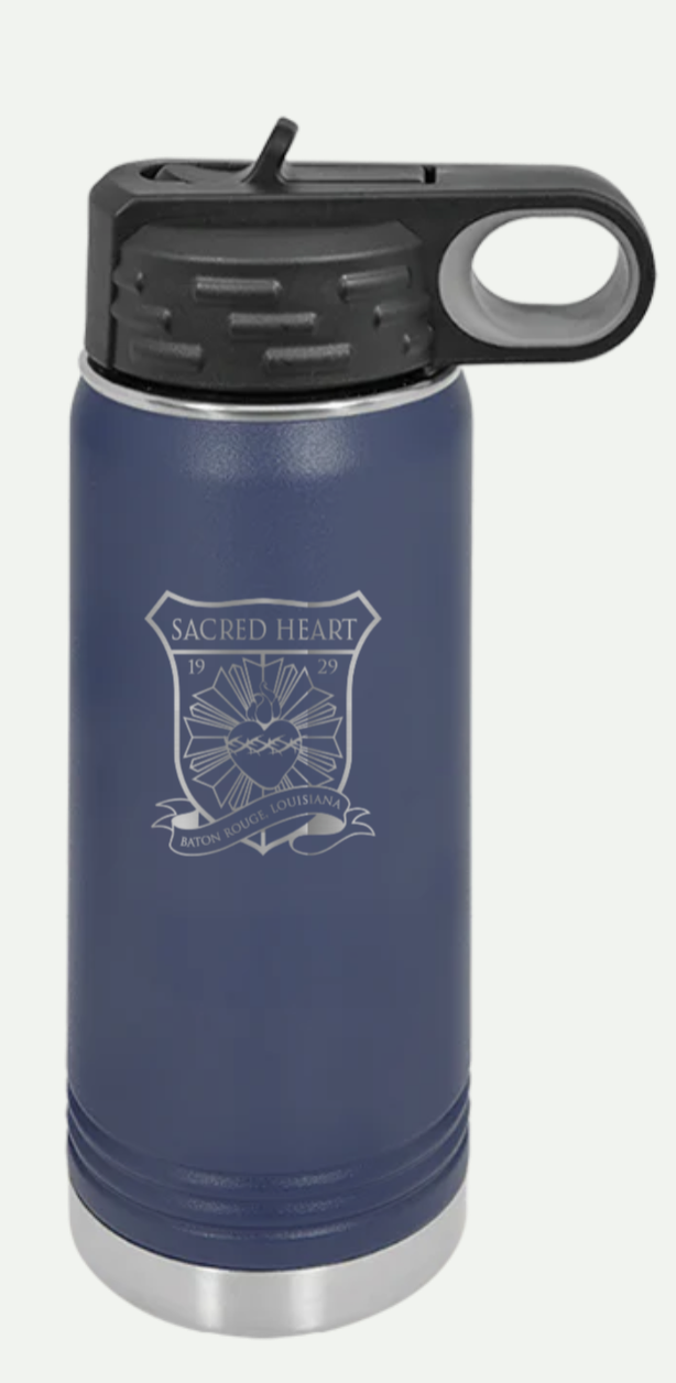 Engraved Water Bottle with Straw - Navy